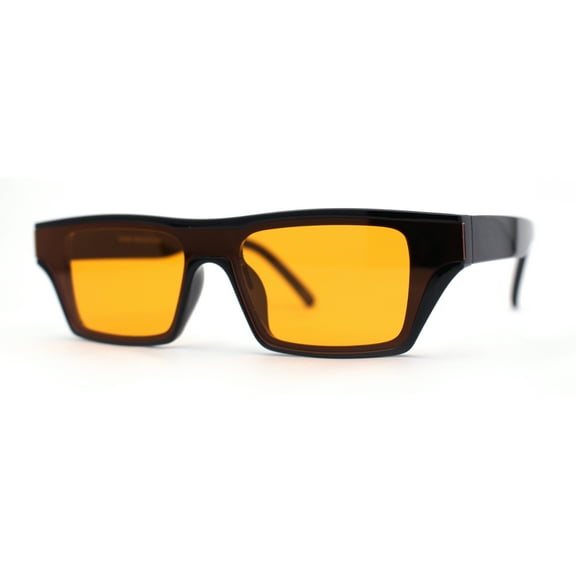 Womens Retro Inset Lens Narrow Horn Rim Mod Plastic Sunglasses Black - Orange