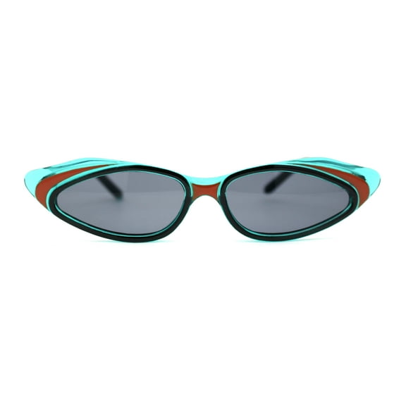 Womens Retro Low Point Cat Eye Layered Plastic Frame Sunglasses Green Orange Black