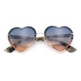 thumbnail image 1 of Womens Retro Luxe Hippie Rimless Heart Shape Metal Rim Sunglasses Gold Beige Tort - Black Beige, 1 of 1