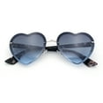 thumbnail image 1 of Womens Retro Luxe Hippie Rimless Heart Shape Metal Rim Sunglasses Silver Slate Tort - Blue, 1 of 1