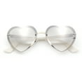 thumbnail image 1 of Womens Retro Luxe Hippie Rimless Heart Shape Metal Rim Sunglasses Silver White - Silver Mirror, 1 of 8