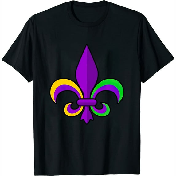 Womens Retro Mardi Gras Party Holiday Purple Graphic Long Sleeve T-Shirt Black Large