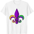 thumbnail image 1 of Womens Retro Mardi Gras Party Holiday Purple Graphic Long Sleeve T-Shirt White X-Large, 1 of 5