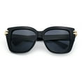 thumbnail image 1 of Womens Retro Metal Hinge Thick Horn Rim Rectangular Fashion Sunglasses All Black, 1 of 8