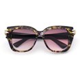 thumbnail image 1 of Womens Retro Metal Hinge Thick Horn Rim Rectangular Fashion Sunglasses Purple Tortoise - Burgundy, 1 of 8