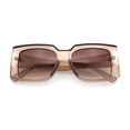 thumbnail image 1 of Womens Retro Mod Rectangle Thick Plastic Luxury Minimalist Plastic Sunglasses Beige - Brown, 1 of 8