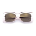 thumbnail image 1 of Womens Retro Mod Rectangle Thick Plastic Luxury Minimalist Plastic Sunglasses Pink - Gold Mirror, 1 of 1