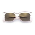 thumbnail image 1 of Womens Retro Mod Rectangle Thick Plastic Luxury Minimalist Plastic Sunglasses Pink - Gold Mirror, 1 of 1