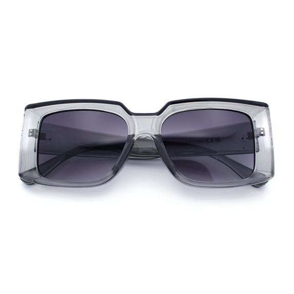 Womens Retro Mod Rectangle Thick Plastic Luxury Minimalist Plastic Sunglasses Slate - Smoke