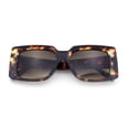 thumbnail image 1 of Womens Retro Mod Rectangle Thick Plastic Luxury Minimalist Plastic Sunglasses Tortoise - Brown, 1 of 8