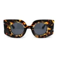 thumbnail image 1 of Womens Retro Mod Thick Plastic Rectangle Round Lens Sunglasses Tortoise - Black, 1 of 4