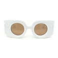 thumbnail image 1 of Womens Retro Mod Thick Plastic Rectangle Round Lens Sunglasses White - Brown, 1 of 4