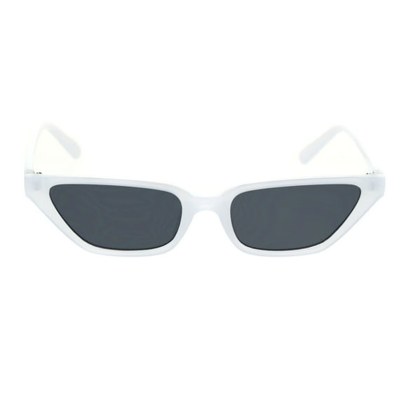 Womens Retro Narrow Squared Cat Eye Plastic Mod Sunglasses White Black