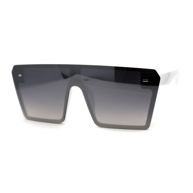 Womens Retro Oversize Angular Flat Top Shield Plastic Frame  display picture 2