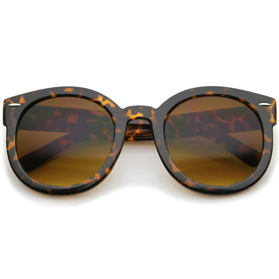 Womens Retro Oversize Horn Rimmed P3 Round Sunglasses 52mm UV400 Lenses