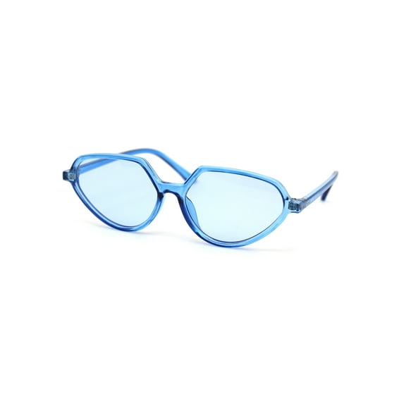 Womens Retro Pop Color Thin Plastic Fashion Sunglasses All Blue