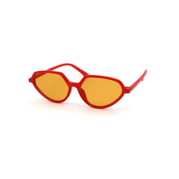 Womens Retro Pop Color Thin Plastic Fashion Sunglasses Red Orange