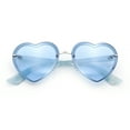 thumbnail image 1 of Womens Retro Rimless Heart Shape Metal Rim Sunglasses Silver Blue - Blue, 1 of 8