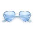 thumbnail image 1 of Womens Retro Rimless Heart Shape Metal Rim Sunglasses Silver Blue - Blue, 1 of 8