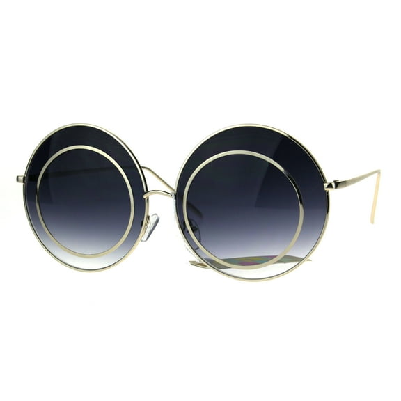 Womens Retro Round Luxury Hippie Circle Lens Sunglasses Smoke