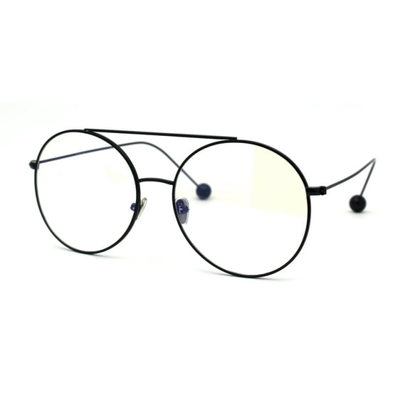 Womens Retro Round Metal Rim Fashion Eyeglasses Black