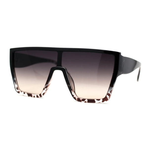 Womens Retro Square Flat Top Plastic Shield Diva Sunglasses  display picture 1