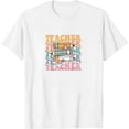 thumbnail image 1 of Womens Retro Teacher Daisy Colorful Elementary School Teacher Retro T-Shirt White Medium, 1 of 5