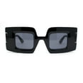thumbnail image 1 of Womens Retro Thick Plastic Mod Rectangle Fashion Sunglasses All Black, 1 of 4