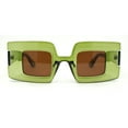 thumbnail image 1 of Womens Retro Thick Plastic Mod Rectangle Fashion Sunglasses Green - Brown, 1 of 4