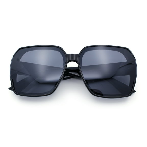 Womens Retro Trendy Large Rectangular Butterfly 90s Fashion Plastic Sunglasses All Black