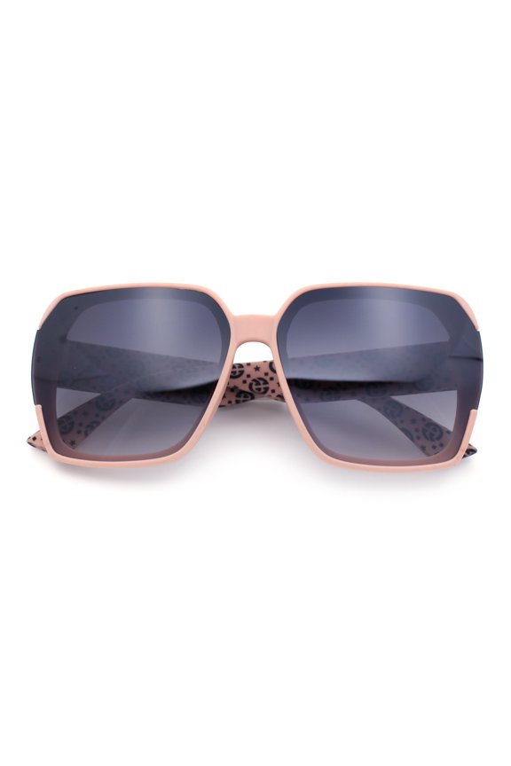Womens Retro Trendy Large Rectangular Butterfly 90s Fashion Plastic Sunglasses Pink - Smoke