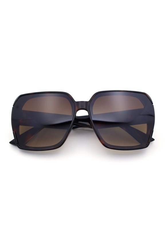 Womens Retro Trendy Large Rectangular Butterfly 90s Fashion Plastic Sunglasses Tortoise - Brown