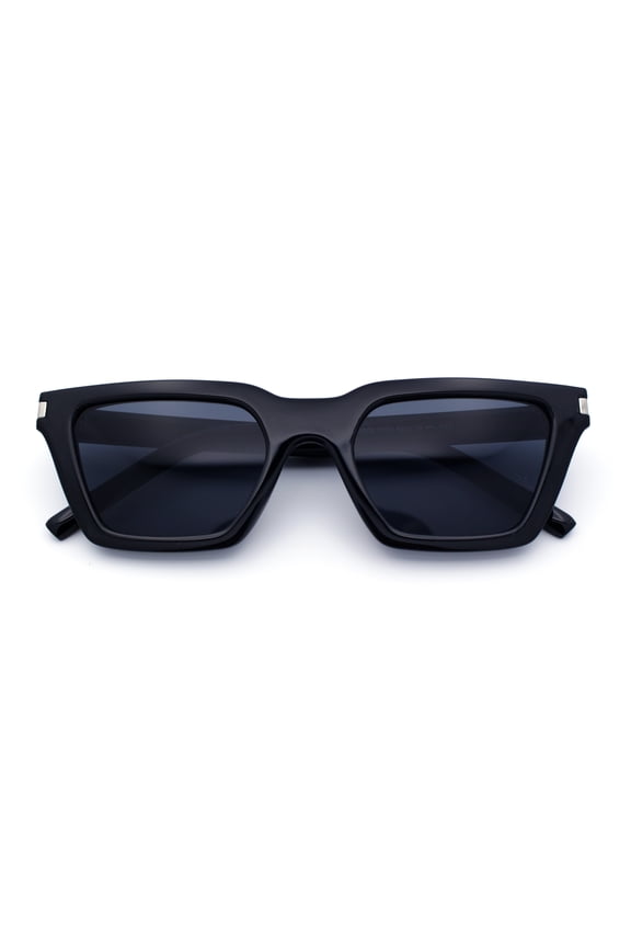 Womens Retro Triangular Rectangle Squared Cat Eye Plastic Sunglasses All Black