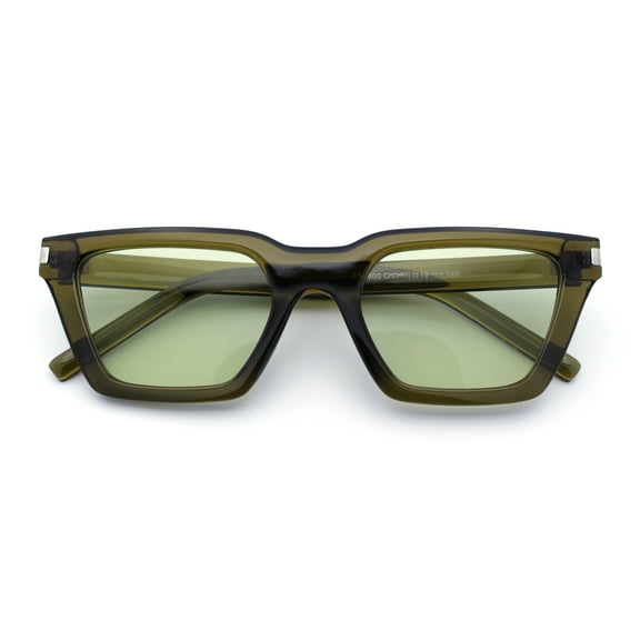 Womens Retro Triangular Rectangle Squared Cat Eye Plastic Sunglasses All Green