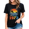 thumbnail image 1 of Womens Retro Tshirt 50 Years Old Awesome Since May 1973 Gifts 50th Birthday T-Shirt Casual Short Sleeve Tops Black 4X-Large, 1 of 4