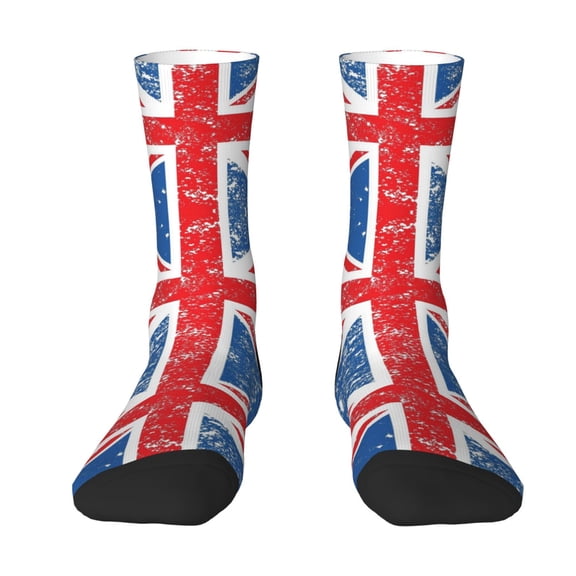 Womens Retro Union-Jack Flag Dress Crew Socks Colorful Novelty Socks