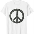 thumbnail image 1 of Womens Retro Vintage Distressed Design Peace Sign T-Shirt White Medium, 1 of 5