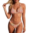 thumbnail image 1 of Womens Reversible Bikini Sets Two Piece Swimsuit Printed Halter Bikini Top with Adjustable Tie and Triangle Bikini Bottom Beach Wear for Women, 1 of 7