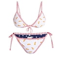 thumbnail image 1 of Womens Reversible Triangle Bikini Set Hot Dog Print polyester Summer Swimwear, White Size s, 1 of 5