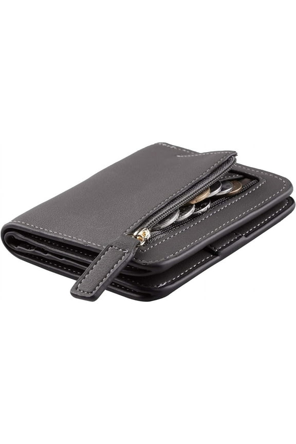 Womens Rfid Blocking Small Compact Bifold Luxury Genuine Leather Pocket Wallet Ladies Mini Purse with ID Window