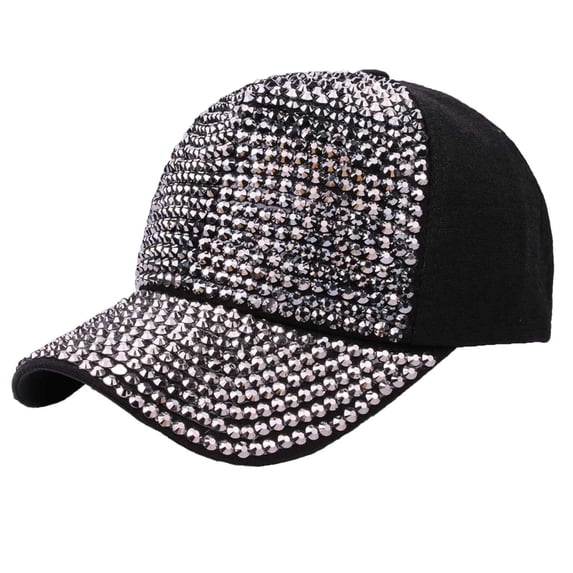 Womens Rhinestone Baseball Cap Shiny Bling Sun Visor Sparkly Glitter Athletic Hat for Summer Travel Pop