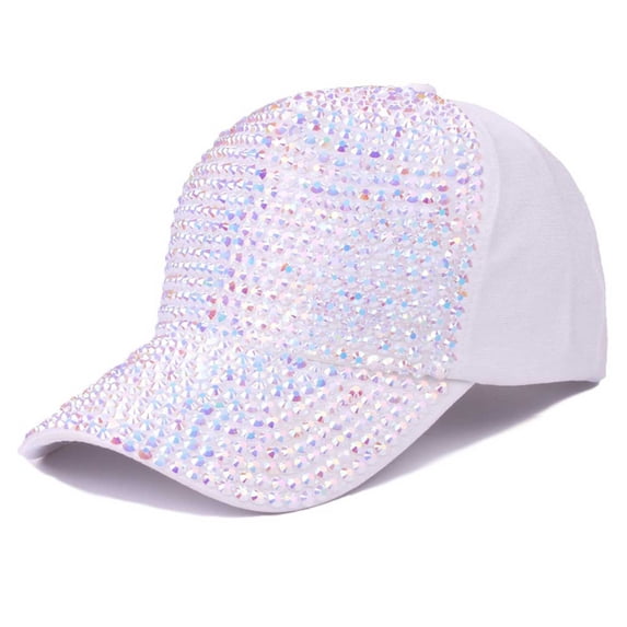 Womens Rhinestone Baseball Cap Shiny Bling Sun Visor Sparkly Glitter Athletic Hat for Summer Travel Pop