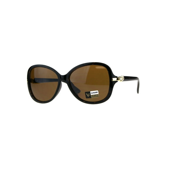 Womens Rhinestone Bling Designer Fashion Plastic Butterfly Sunglasses Tortoise Brown