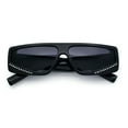 thumbnail image 1 of Womens Rhinestone Bling Narrow Rectangle Flat Top Plastic Fashion Sunglasses Black - Smoke, 1 of 1