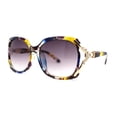 thumbnail image 1 of Womens Rhinestone Bling Ribbon Arm Butterfly Plastic Sunglasses Blue Yellow Smoke, 1 of 4