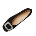 thumbnail image 1 of Womens Rhinestone Buckle Flats Pointed Toe Velvet Ballet Flats Slip On Comfortable Casual Shoes in Black,Size 36, 1 of 9