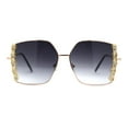 thumbnail image 1 of Womens Rhinestone Chain Jewel Trim Classical Metal Rim Butterfly Sunglasses Gold Smoke, 1 of 4