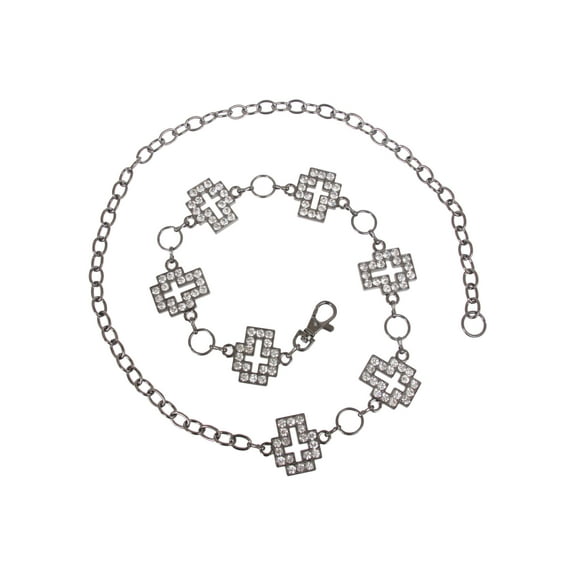 Womens Rhinestone Cross Ornaments Chain Belt