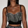 thumbnail image 1 of Womens Rhinestone Diamond Tank Top Beaded Sling Square Neck Camisole Shirts Ribbed Summer Basic Cute Tees 2026, 1 of 7