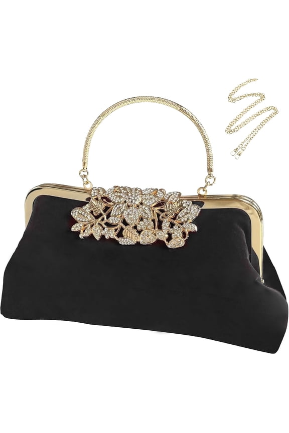 Womens Rhinestone Evening Clutch Bags Sparkling Crystal Diamond Party Handbags Velvet Wedding Cocktail Formal Purses